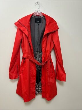 Mossimo Vibrant Red Belted Trench Coat - Size Large